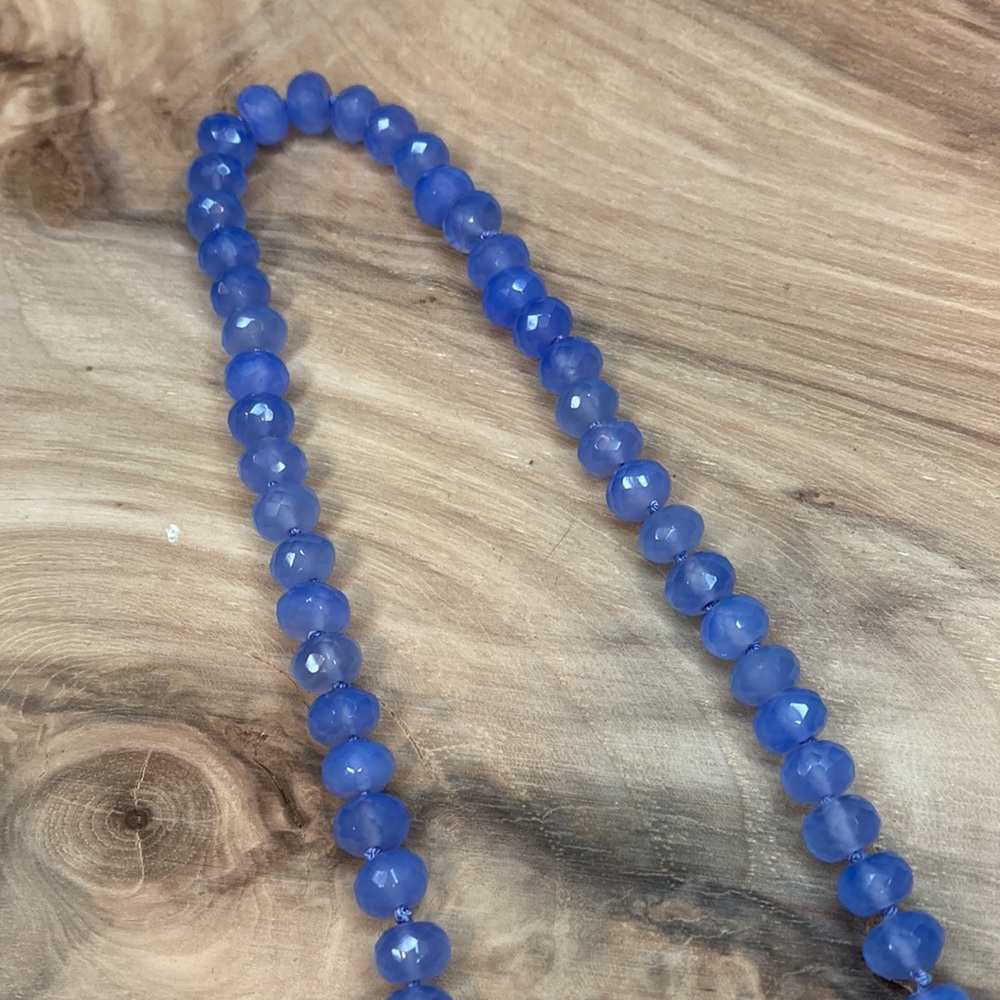 Silk Knotted Chalcedony Necklace Sterling Silver Clamshell Charms Beach Ocean - Picture 11 of 11